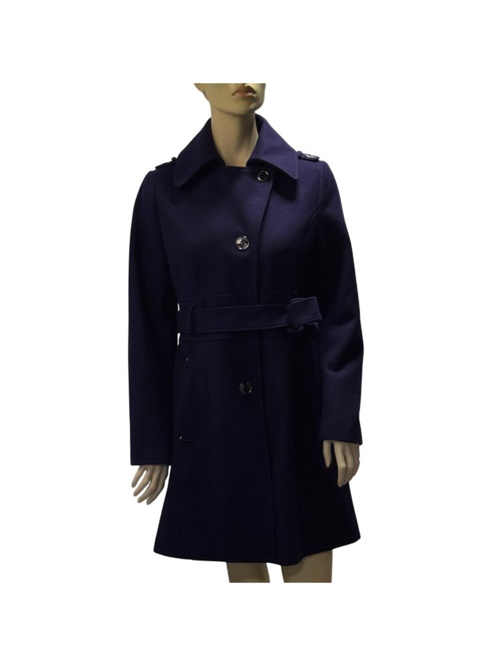 Kenneth Cole Women's Wool Blend Purple Belted OverCoat Size 10